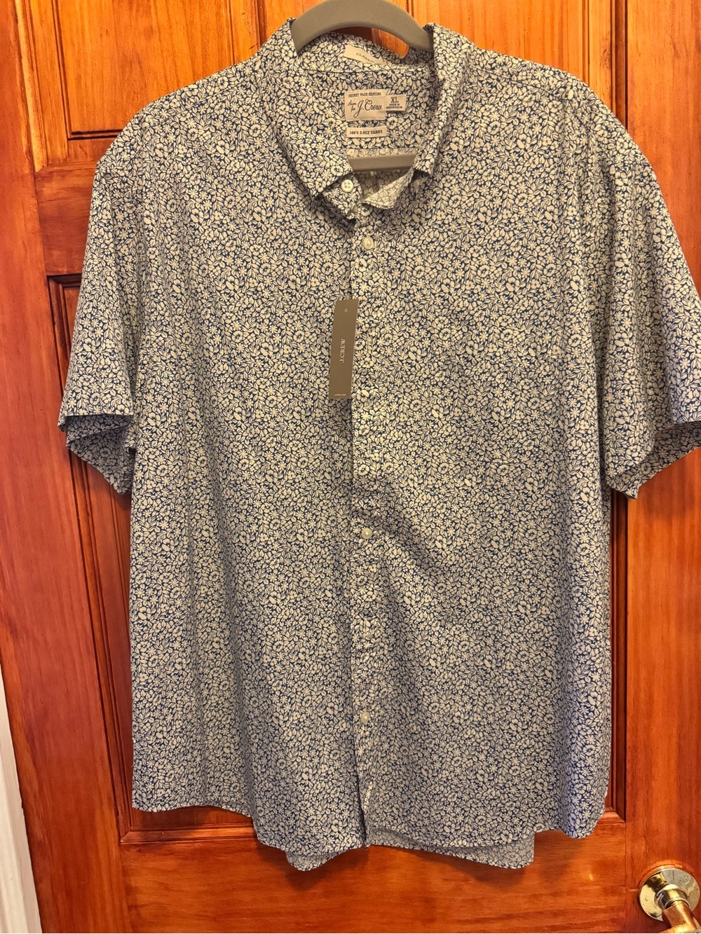 J. Crew Short-Sleeve Floral Button-Down Shirt - Blue